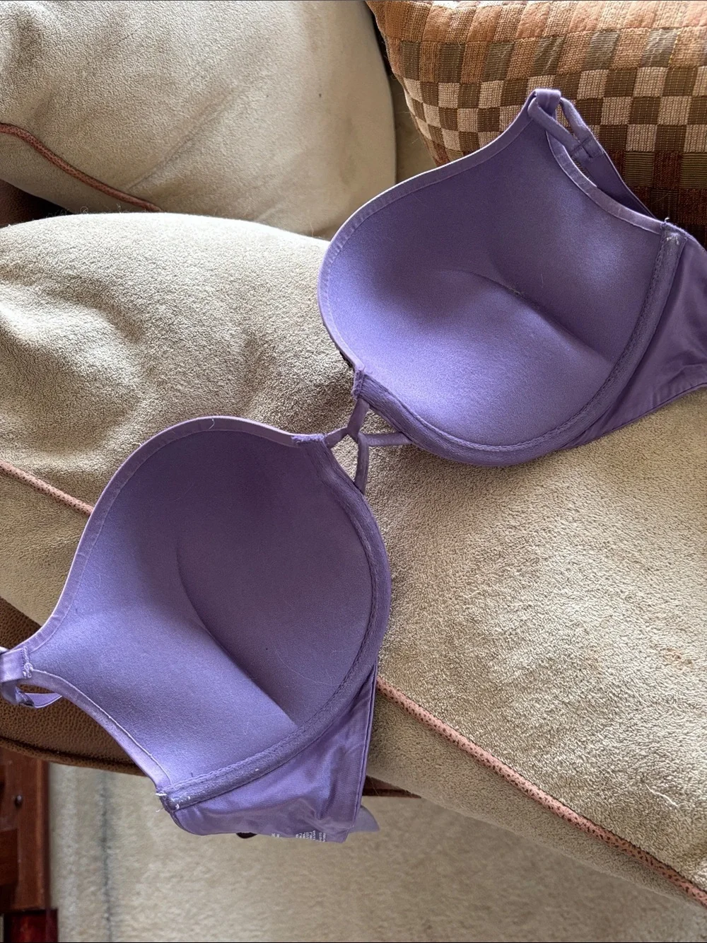 Victoria's Secret Bombshell Plunge Smooth Purple Rhinestone Studded Push-Up Bra